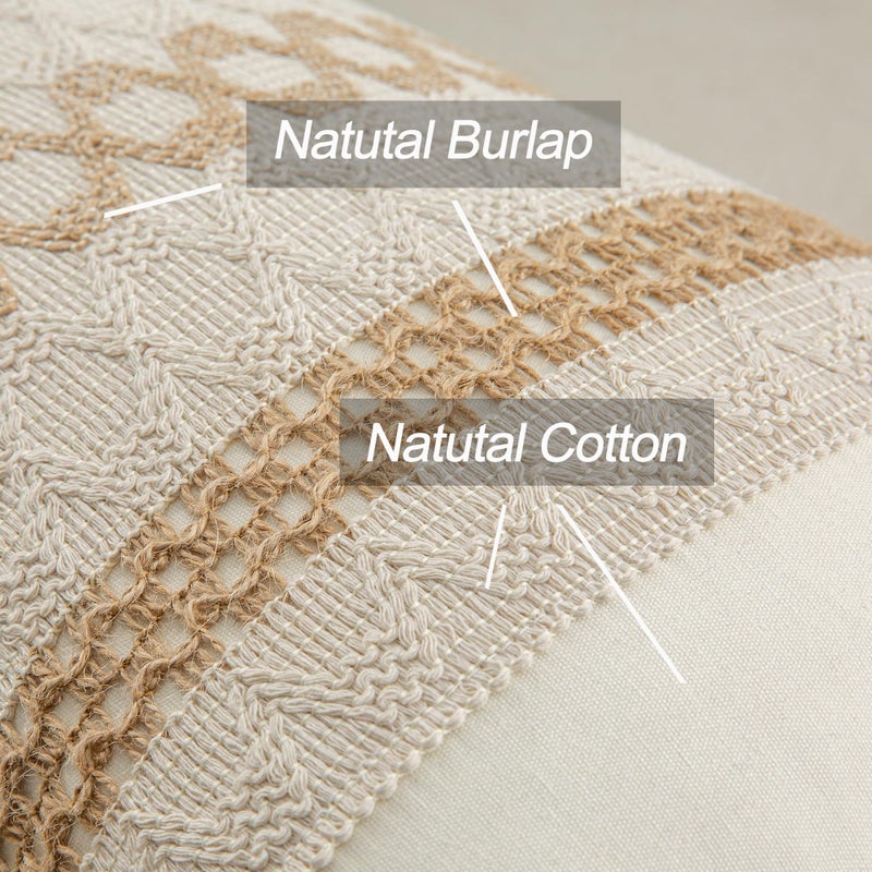 Mayler Yee Throw Pillow Covers 20 x 20 Inch 1PC for Farmhouse Living Room  Cotton & Burlap Textured Striped Woven Boho Pillow Covers (Beige & Brown  Triple Striped) - Image 4
