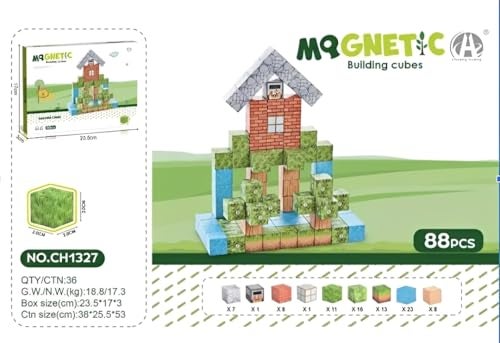 Knick Knack Magnetic World Building Blocks Set | Mini Themed Magnetic Cubes for Kids Ages 3 and Up (88 Pieces) - Image 2