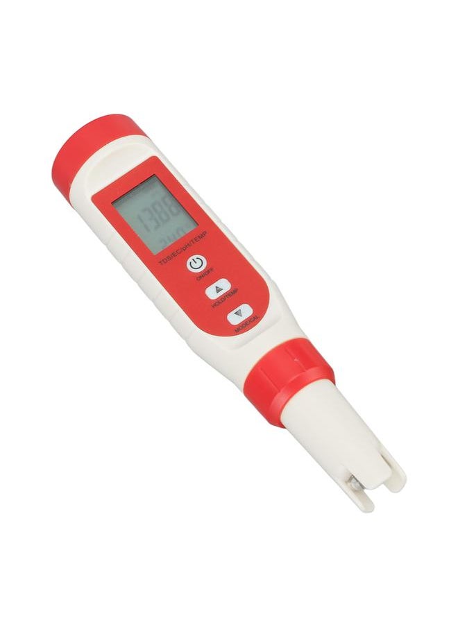 Digital Water Tester Pen 4 in 1 PH TDS EC Temp Meter IP65 Waterproof Multifunctional Water Tester with HD LCD Screen