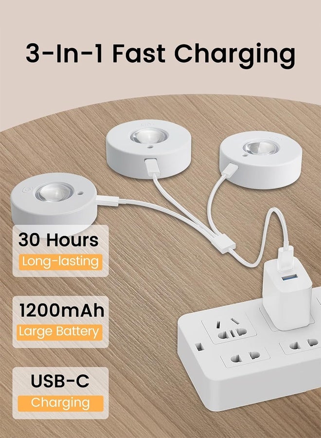 CMGTYYD Rechargeable LED Cupboard Light, USB Wireless RGB Puck Light, Battery Operated Shelf Display Cabinet Light, Dimmable Stick on Wall Light with Remote Control/Timer for Wardrobe/Kitchen-3 Pack - Image 5