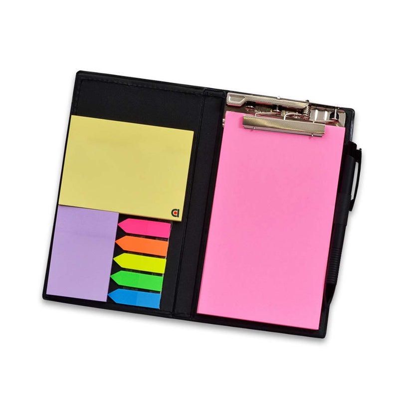 COI Notepad Memo Holder Desk Organizer Diary with Colorful Sticky Notes Home Office Gift Set with Pen (Neon Pink)… - Image 5