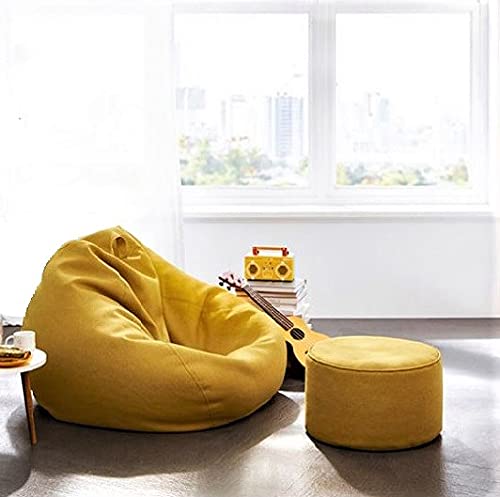 LEXAVI Brand Prefilled Beanbag with Footstool with Beans XXXL Yellow - Image 1