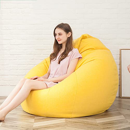 LEXAVI Brand Prefilled Beanbag with Footstool with Beans XXXL Yellow - Image 3