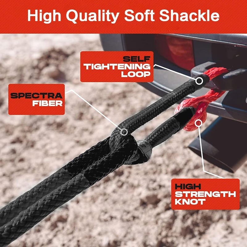TDOO 1"*30' Gray Car Tow Rope (33000 lbs) with 2 Shackle Ropes|15 Tons 9 Meters Kinetic recovery Rope|4x4 Drive Pickup Truck, SUV, ATV Off Road Heavy Duty Recovery Kit Cost saving design picks - Image 3