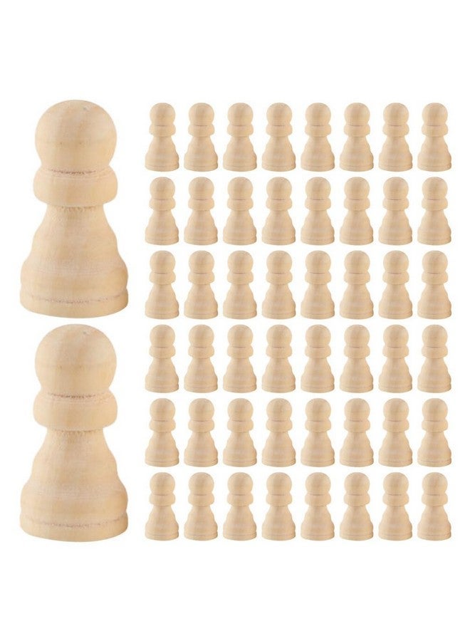 EXCEART Wooden Chess Pieces Only, 50pcs Blank Wood Chess Pieces to Paint Unfinished Wooden Peg Dolls for Chess Board Arts Crafts - Image 1