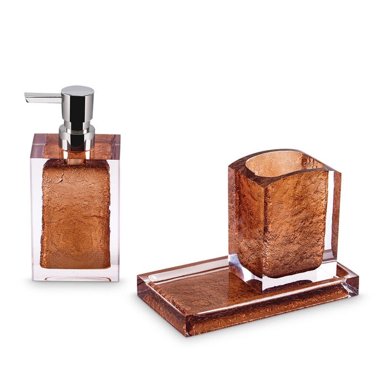 Freelance Freelance Prismus 3 pc Bathroom Set - Soap Dispenser, Tumbler & Tray(Brown)  - Image 1