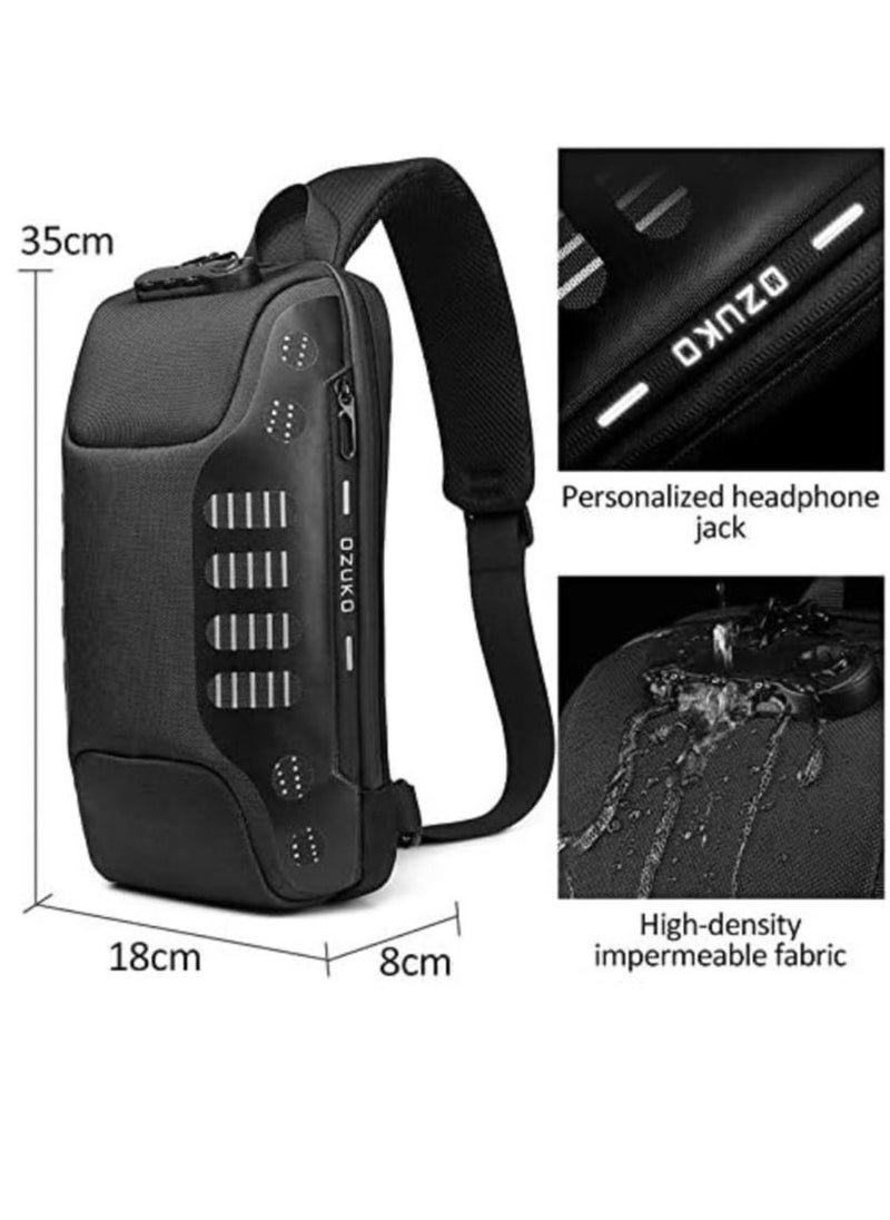 OZUKO - Anti Theft Sling Bag Shoulder Crossbody Backpack Waterproof Chest Bag with USB Charging Port Lightweight Casual Daypack - Image 1