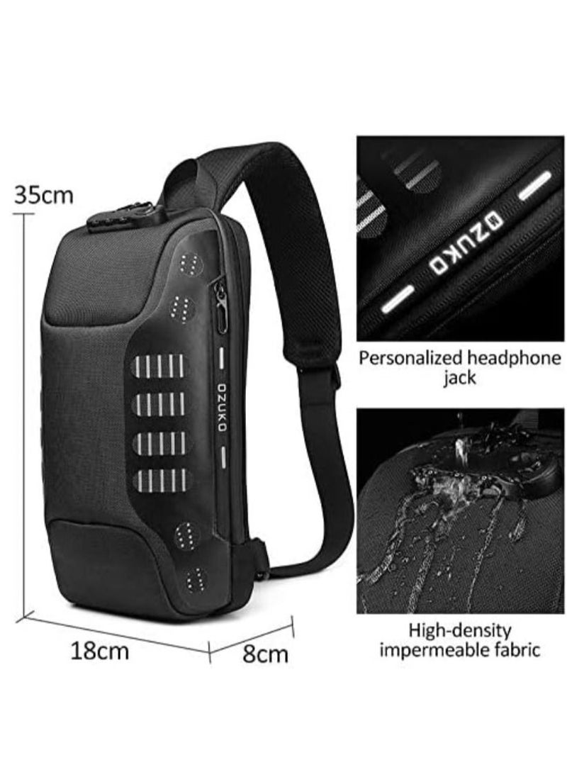 OZUKO - Anti Theft Sling Bag Shoulder Crossbody Backpack Waterproof Chest Bag with USB Charging Port Lightweight Casual Daypack - Image 1