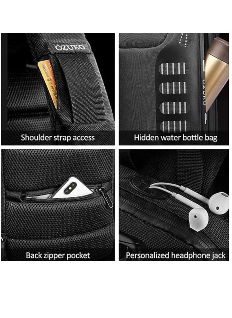 OZUKO - Anti Theft Sling Bag Shoulder Crossbody Backpack Waterproof Chest Bag with USB Charging Port Lightweight Casual Daypack - Image 1