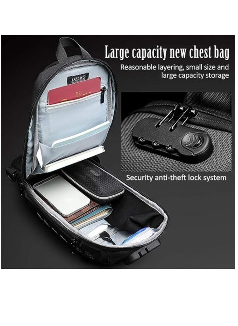 OZUKO - Anti Theft Sling Bag Shoulder Crossbody Backpack Waterproof Chest Bag with USB Charging Port Lightweight Casual Daypack - Image 1