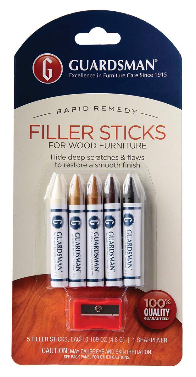 Guardsman 500300 Wood Filler Sticks 5 Colors Plus Sharpener - Repair and Restore Scratched Furniture, Pack of 1 - Image 5