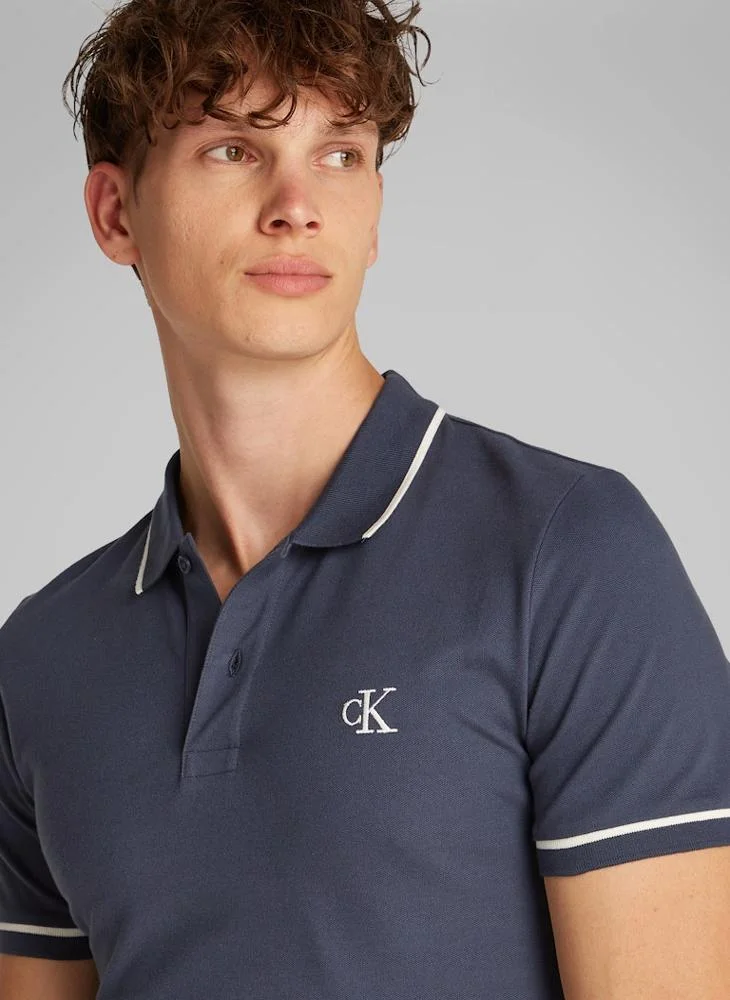 Calvin Klein Jeans Print Collared Neckline Polo Shirt