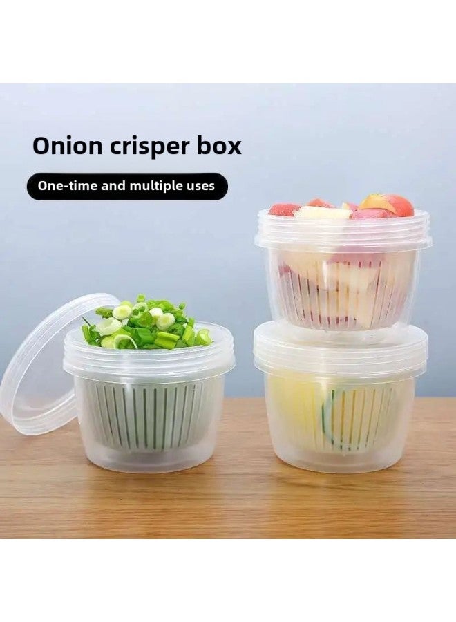 Onion Crisper Refrigerator Ginger Garlic Seasoning Special Crisper Double-layer Draining Storage Box With Lid Storage Box-Specifications:Fresh Meat Preservation Box ]  - Image 3