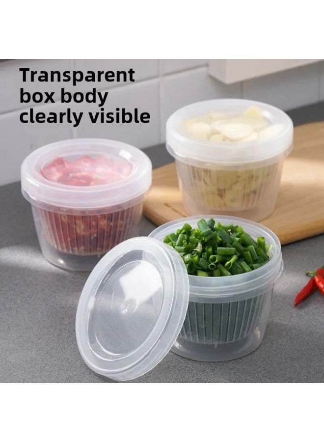 Onion Crisper Refrigerator Ginger Garlic Seasoning Special Crisper Double-layer Draining Storage Box With Lid Storage Box-Specifications:Fresh Meat Preservation Box ]  - Image 4