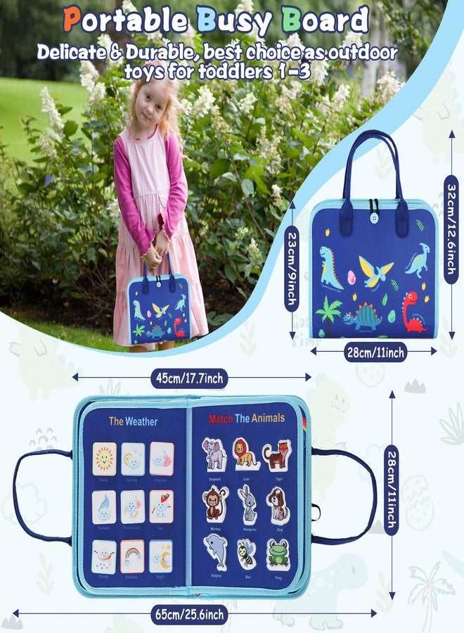 Kids King لوحة مشغولة كينغ مونتيسوري للأطفال من 3-6 سنوات، لوحة أنشطة تعليمية حسية لتعلم المهارات الحركية الدقيقة، ألعاب سفر للطائرة والسيارة، هدية للبنات والأولاد من 3 سنوات فما فوق (ديناصور) - Image 4
