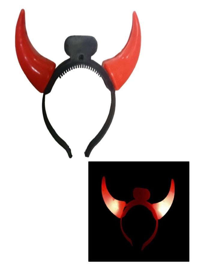 ZOKCY® (Pack of 6 Pcs Flashing Light Devil Horns for kids & Adult Both/Perfect for Halloween Dress Up Parties For Men & Woman/Best For Halloween Horror Cosplay Parties/Light Devil Cow Horn - Image 1