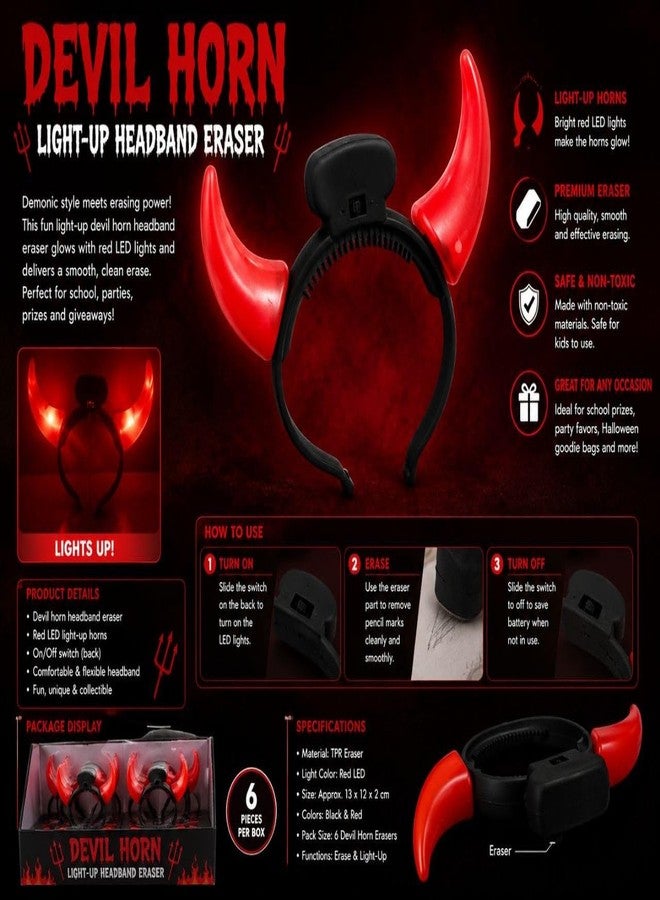 ZOKCY® (Pack of 6 Pcs Flashing Light Devil Horns for kids & Adult Both/Perfect for Halloween Dress Up Parties For Men & Woman/Best For Halloween Horror Cosplay Parties/Light Devil Cow Horn - Image 4