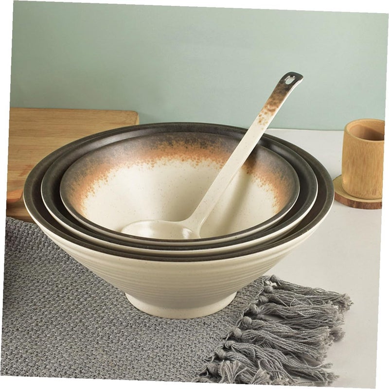 jojofuny Melamine Ramen Bowl and Soup Bowl Set, 2pcs Golden Color, Sturdy Food Serving Cereal and Noodle Container for Household Dining and Hot Pot Use - Image 4