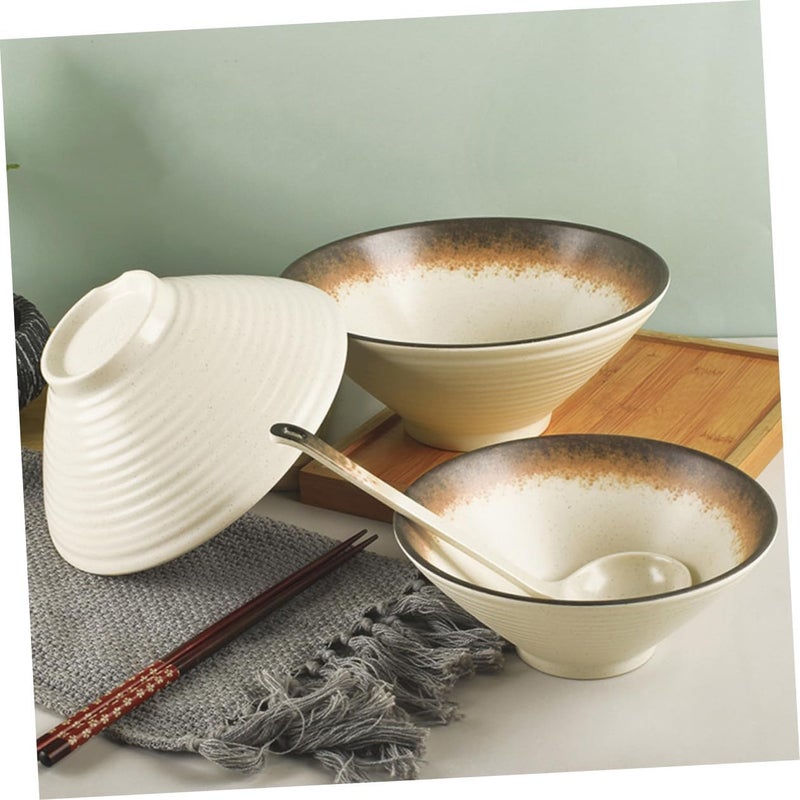 jojofuny Melamine Ramen Bowl and Soup Bowl Set, 2pcs Golden Color, Sturdy Food Serving Cereal and Noodle Container for Household Dining and Hot Pot Use - Image 5