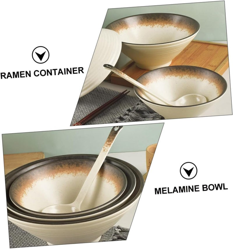 jojofuny Melamine Ramen Bowl and Soup Bowl Set, 2pcs Golden Color, Sturdy Food Serving Cereal and Noodle Container for Household Dining and Hot Pot Use - Image 3