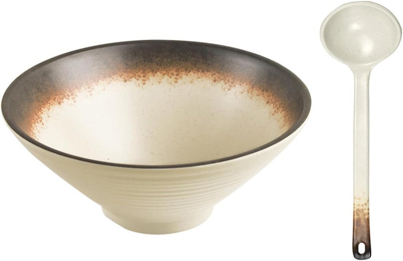 jojofuny Melamine Ramen Bowl and Soup Bowl Set, 2pcs Golden Color, Sturdy Food Serving Cereal and Noodle Container for Household Dining and Hot Pot Use - Image 1