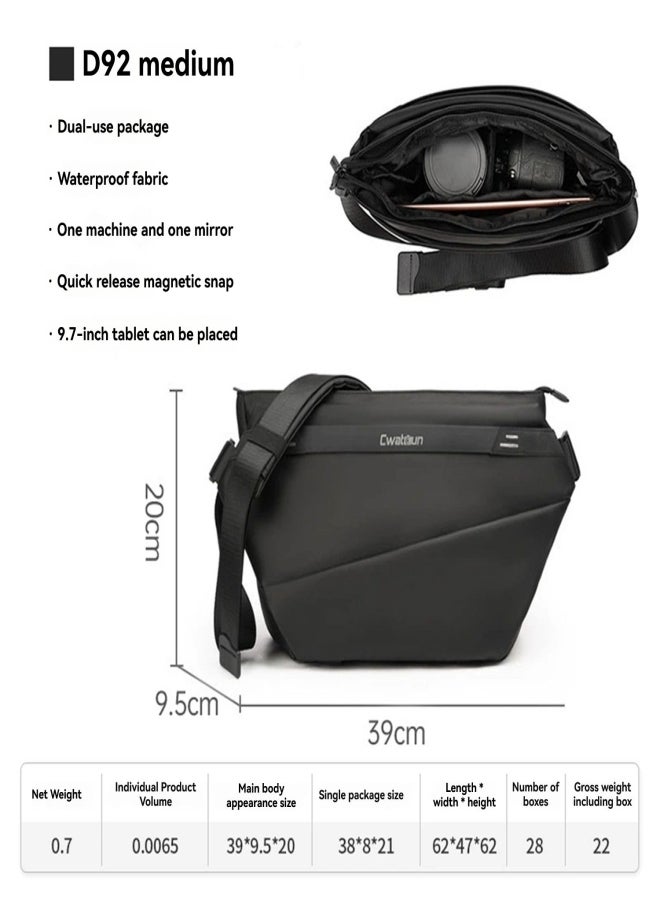 CWATCUN D92 Casual Photography Bag Mirrorless and DSLR Camera Bag  Single-Shoulder Crossbody Bag Large Capacity Adjustable Tripod Strap at the Bottom Waterproof, Scratch-Resistant, and Durable with Removable Foldable Dividers D92 M size - Image 5