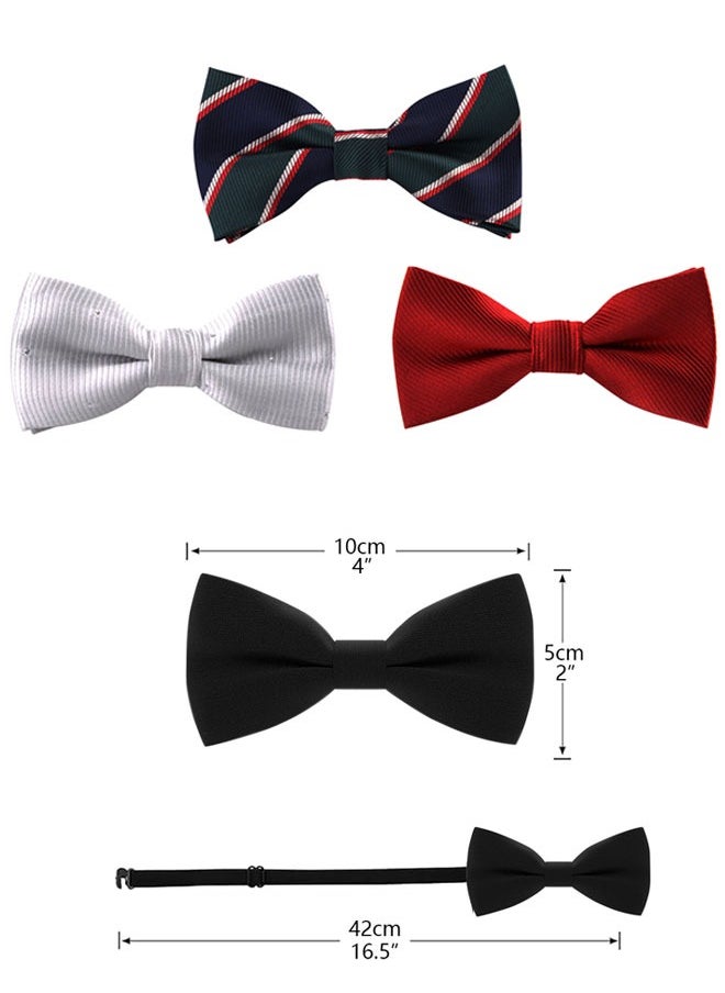 HAWAWA 4 Pack Kids Pre-Tied Bow Ties Classic Solid Color Polyester Slik Bow Tie Adjustable Neck Bowtie for Kids Wedding Party  - Image 2