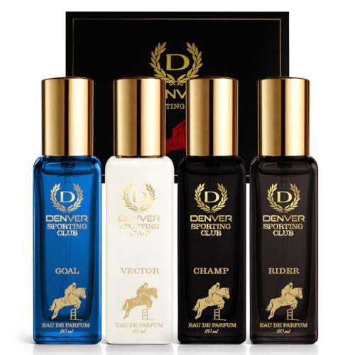Denver Sporting Club Luxury Gift Set for Men Eau de Parfum Collection Goal Rider Victor and Champ LongLasting Mens Perfume Fragrance 20 ml 068 Fl Oz Each Pack of 4 - Image 1