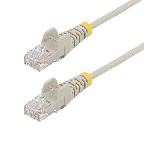 StarTech.com 10 ft CAT6 Cable - Slim CAT6 Patch Cord - Gray Snagless RJ45 Connectors - Gigabit Ethernet Cable - 28 AWG - LSZH (N6PAT10GRS) - Image 1