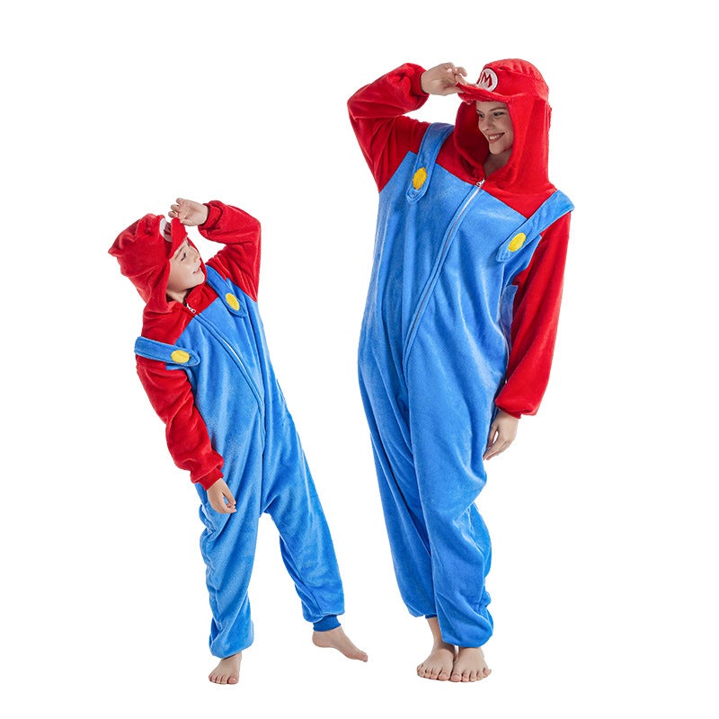 Supply Flannel King Kong Mary Cartoon Animal One-Piece Pajamas Zipper Sonic Home Clothes Children - Image 5