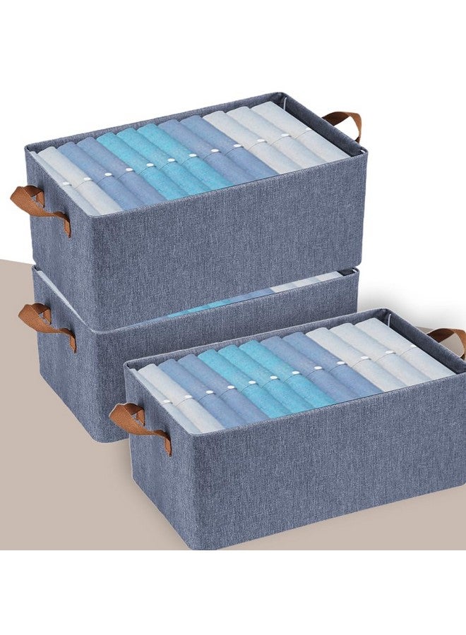 PRIME PICK PRIME PICK XL Oxford Cloth Organizer Durable Foldable Storage Box with Metal Frame & Handles Blue Breathable & Washable for Jeans T-shirts Socks Sweaters Pants Versatile Home Storage Solution Pack 3  - Image 1