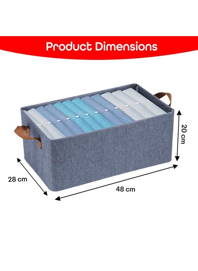 PRIME PICK PRIME PICK XL Oxford Cloth Organizer Durable Foldable Storage Box with Metal Frame & Handles Blue Breathable & Washable for Jeans T-shirts Socks Sweaters Pants Versatile Home Storage Solution Pack 3  - Image 2