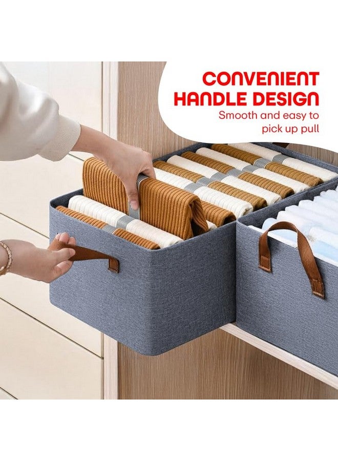 PRIME PICK PRIME PICK XL Oxford Cloth Organizer Durable Foldable Storage Box with Metal Frame & Handles Blue Breathable & Washable for Jeans T-shirts Socks Sweaters Pants Versatile Home Storage Solution Pack 3  - Image 3