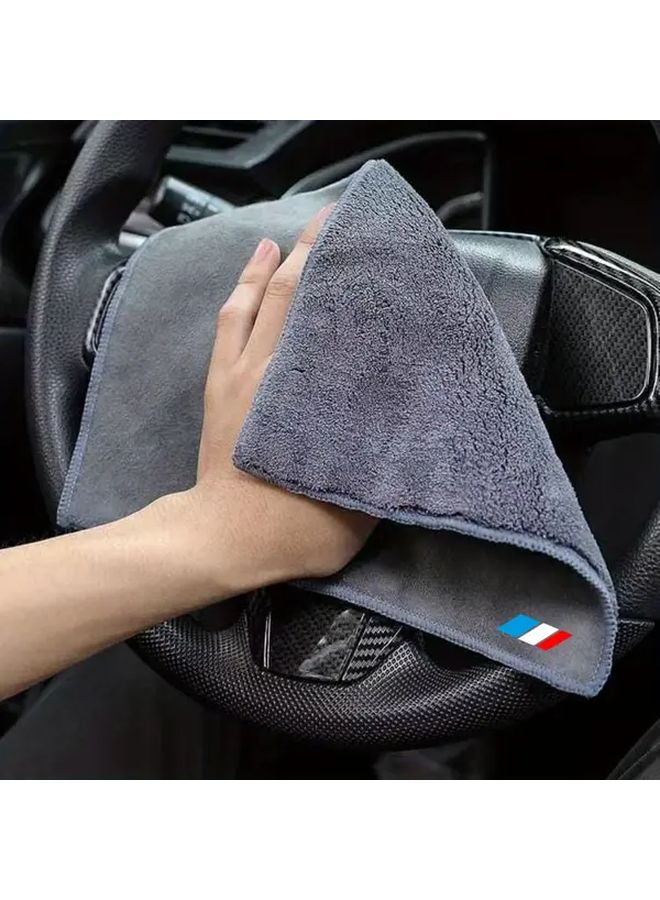 منشفة سيّارة بشعار رياضي جديد 11.81 × 23.62 بوصة، عالية الامتصاص، سهلة التنظيف، غير قماشية، من الصوف، لتنظيف المرايا الداخلية والخارجية للسيارة، مناسبة لمعظم موديلات السيارات (قطعة واحدة). - Image 1