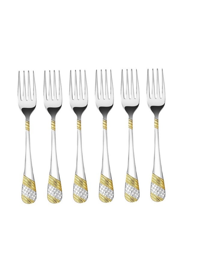 FNS FnS Imperio 24 Karat Gold Plated 6 PCs Dinner Fork Sets with Gift Packaging for Home, Dining and Kitchen  - Image 1