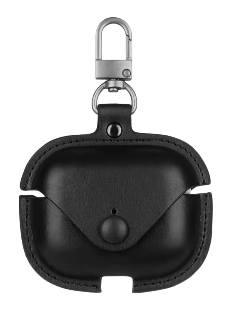 RADSUN AirPods Pro Case (1st & 2nd Generation), PU Leather Protective Cover with Carabiner Clip, Shockproof, Dustproof, and Scratch-Resistant Earbuds Case – Black - Image 1