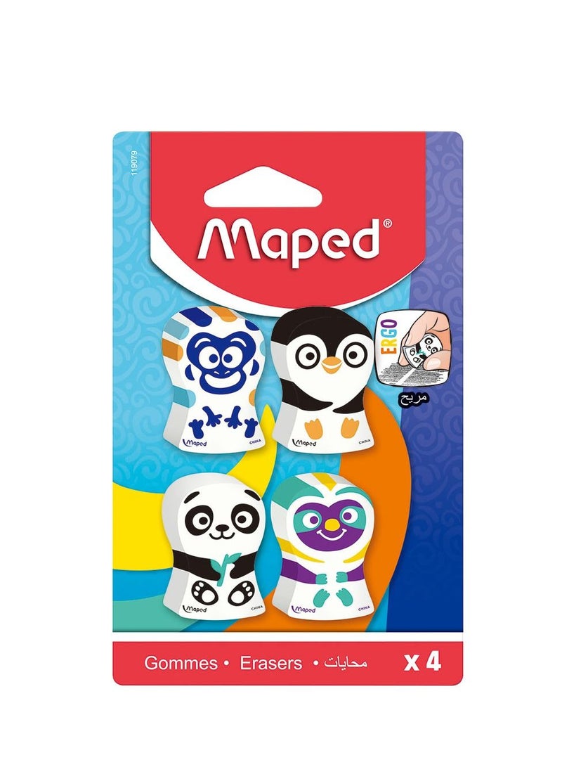 Maped 4-Piece Ergo Fun Eraser Multicolour - Image 2