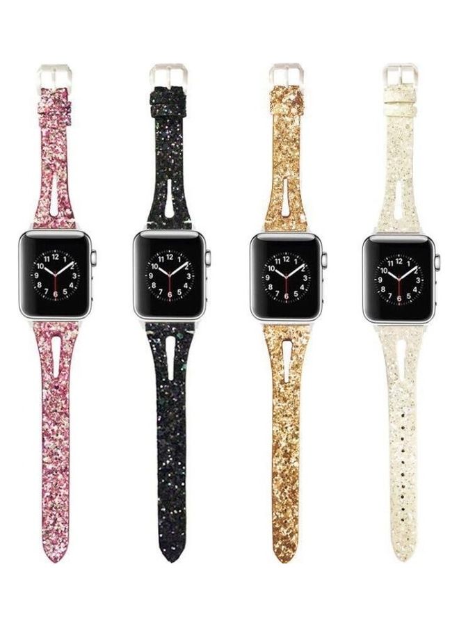 NIBEMINENT Leather Replacement Strap Flashing Light Watchband for Apple WatchSeries 7/6/SE/5/4/3/2/1 38/40/41mm Pink - Image 2