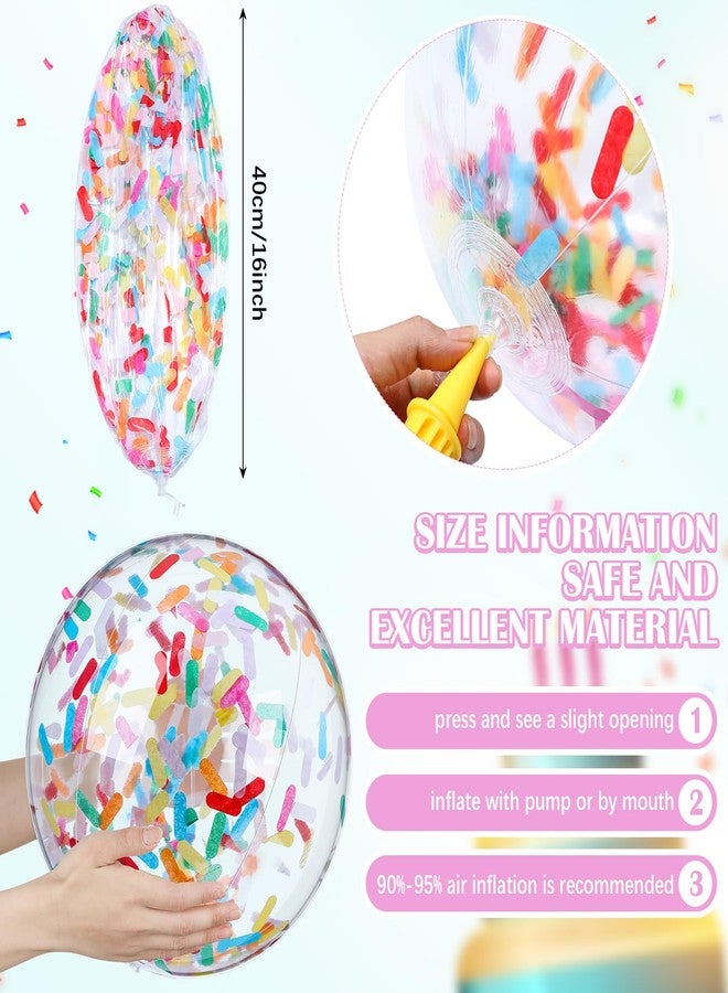 Civaner 10 Pcs Inflatable Glitter Beach Balls 16 Inch Sparkly Confetti Pool Balls for Party Decorations Blow up Balloon Toys for Birthday Summer Fall Halloween Wedding Christmas(Colorful) - Image 2