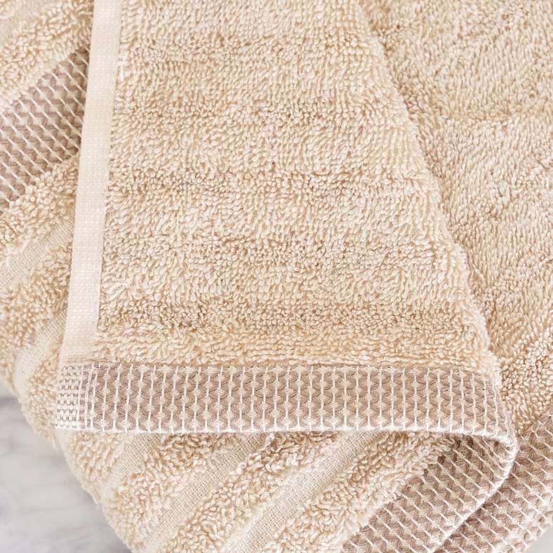 Pan Home Serene Linen Stripe Terry Hand Towel - Linen - Image 3