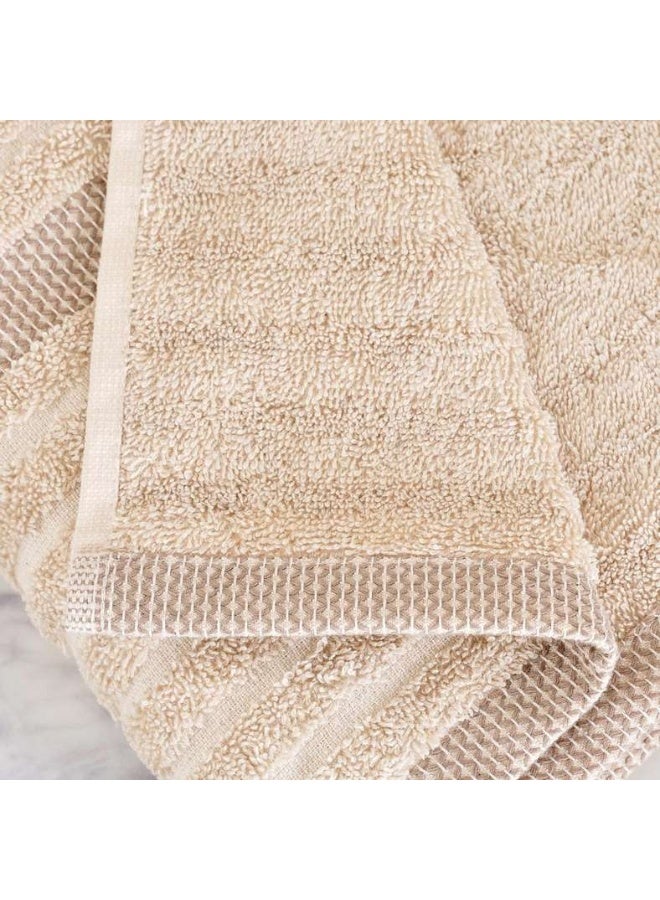 Pan Home Serene Linen Stripe Terry Hand Towel - Linen - Image 3