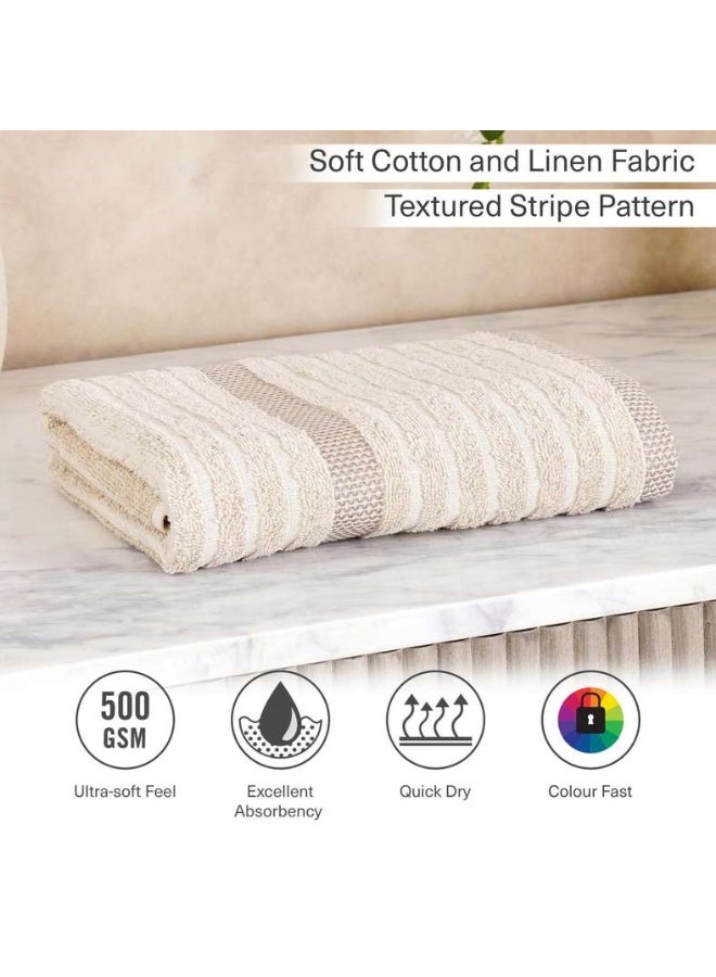 Pan Home Serene Linen Stripe Terry Hand Towel - Linen - Image 5