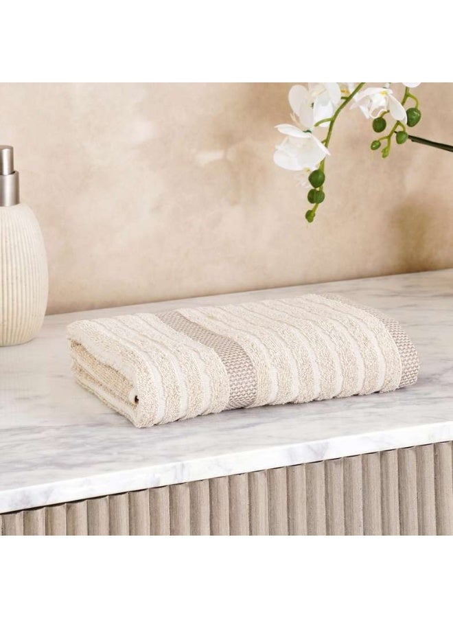 Pan Home Serene Linen Stripe Terry Hand Towel - Linen - Image 1