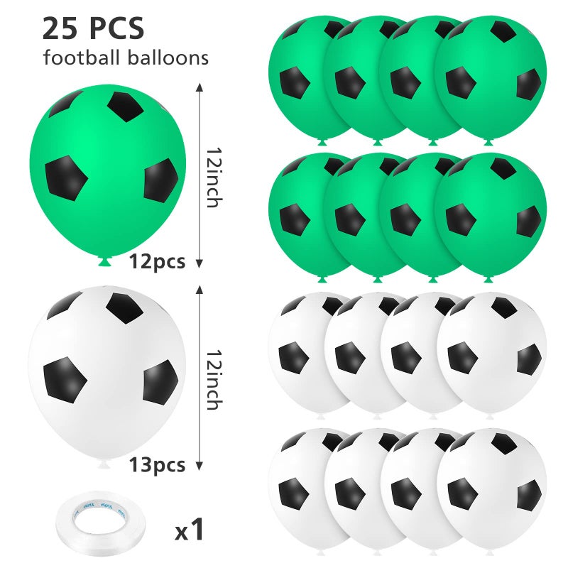 PLULON 25 Pcs Football Balloons 12 Inch Latex Soccer Balloons Birthday Balloons with Ribbon for Kids Birthday Sports Themed Party Decorations Football Party Supplies for Boys - Image 2