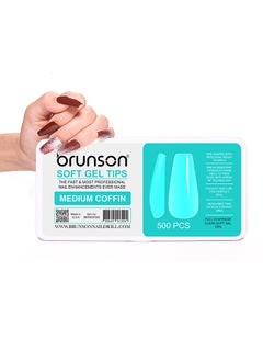 brunson False Nail Tips Soft Gel C-Curved Clear Medium Coffin 550 Pieces BTMC500  - Image 2