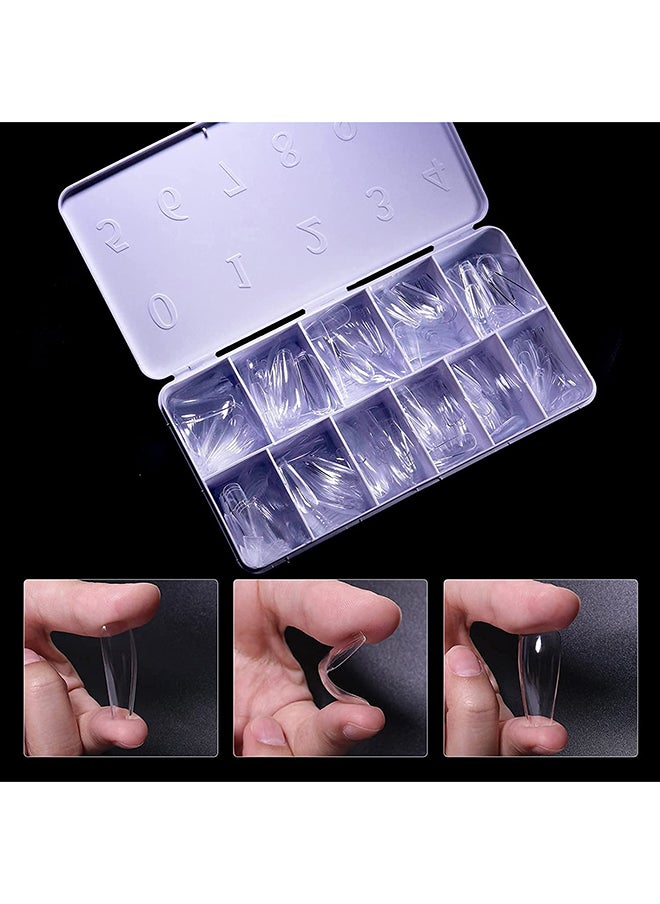 brunson False Nail Tips Soft Gel C-Curved Clear Medium Coffin 550 Pieces BTMC500  - Image 4