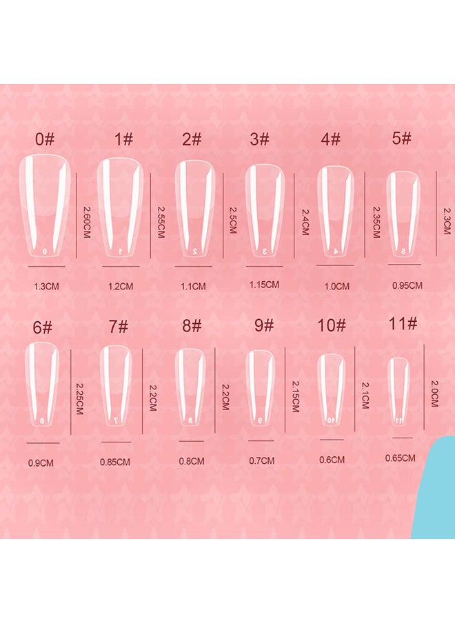 brunson False Nail Tips Soft Gel C-Curved Clear Medium Coffin 550 Pieces BTMC500  - Image 3