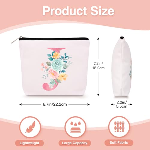 Lingdeer Personalized Makeup Bag with Initial Keychain, Custom Initial Monogram Small Travel Cosmetic Toiletry Bag, Birthday Gifts for Women Bridesmaid Teacher (J) - Image 3