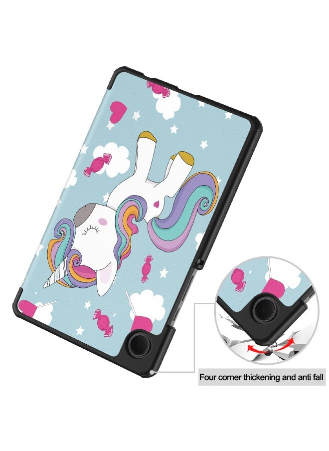 Generic - Samsung Galaxy Tab A9 Cover, Tri-Fold Smart Tablet Case, Multi-Viewing Angles Stand Hard Shell Folio Case Cover with Auto Wake Sleep for Samsung Galaxy Tab A9 8.7 inch 2023 (Unicorn) - Image 1