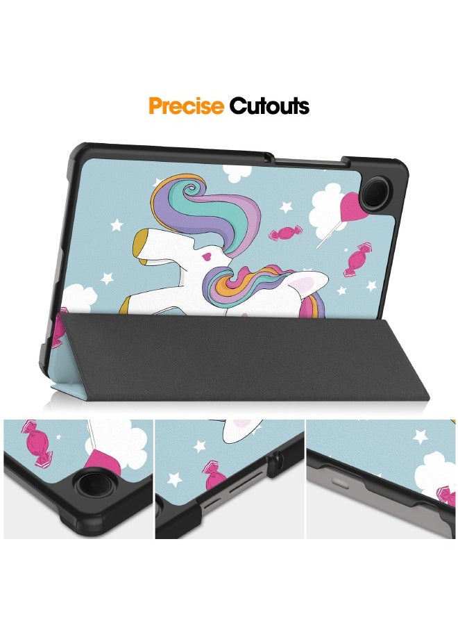 Generic - Samsung Galaxy Tab A9 Cover, Tri-Fold Smart Tablet Case, Multi-Viewing Angles Stand Hard Shell Folio Case Cover with Auto Wake Sleep for Samsung Galaxy Tab A9 8.7 inch 2023 (Unicorn) - Image 1